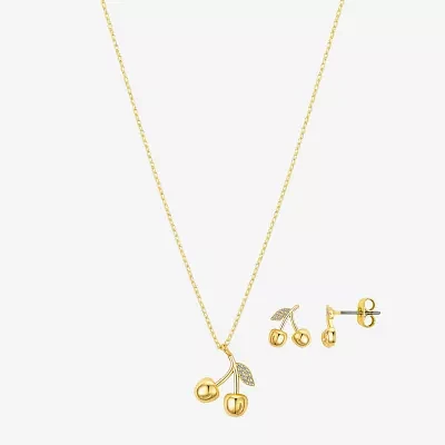 Bijoux Bar Delicates Gold Tone Womens Crystal Cherries 2-pc. Jewelry Set