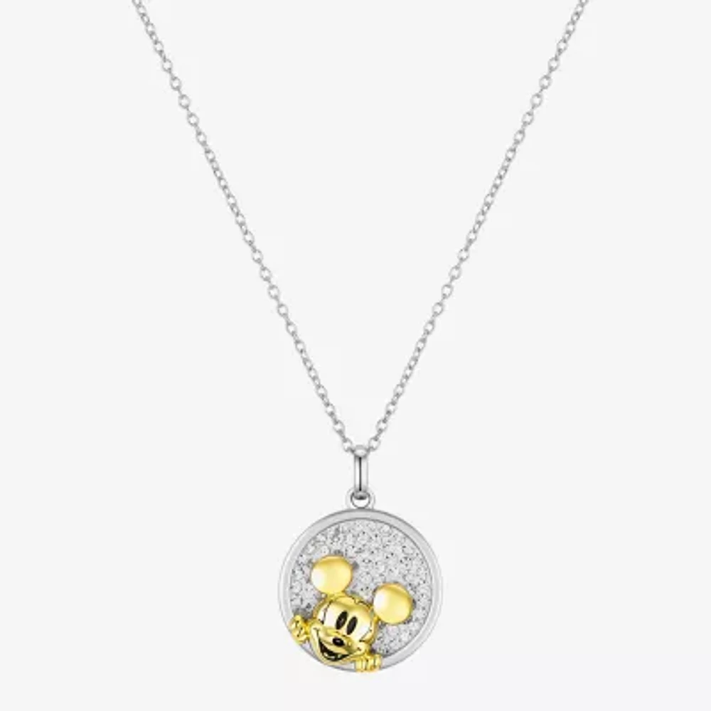 Disney Classics Womens Crystal 10K Gold Over Brass Pure Silver Over Brass 16 Inch Pendant Necklace