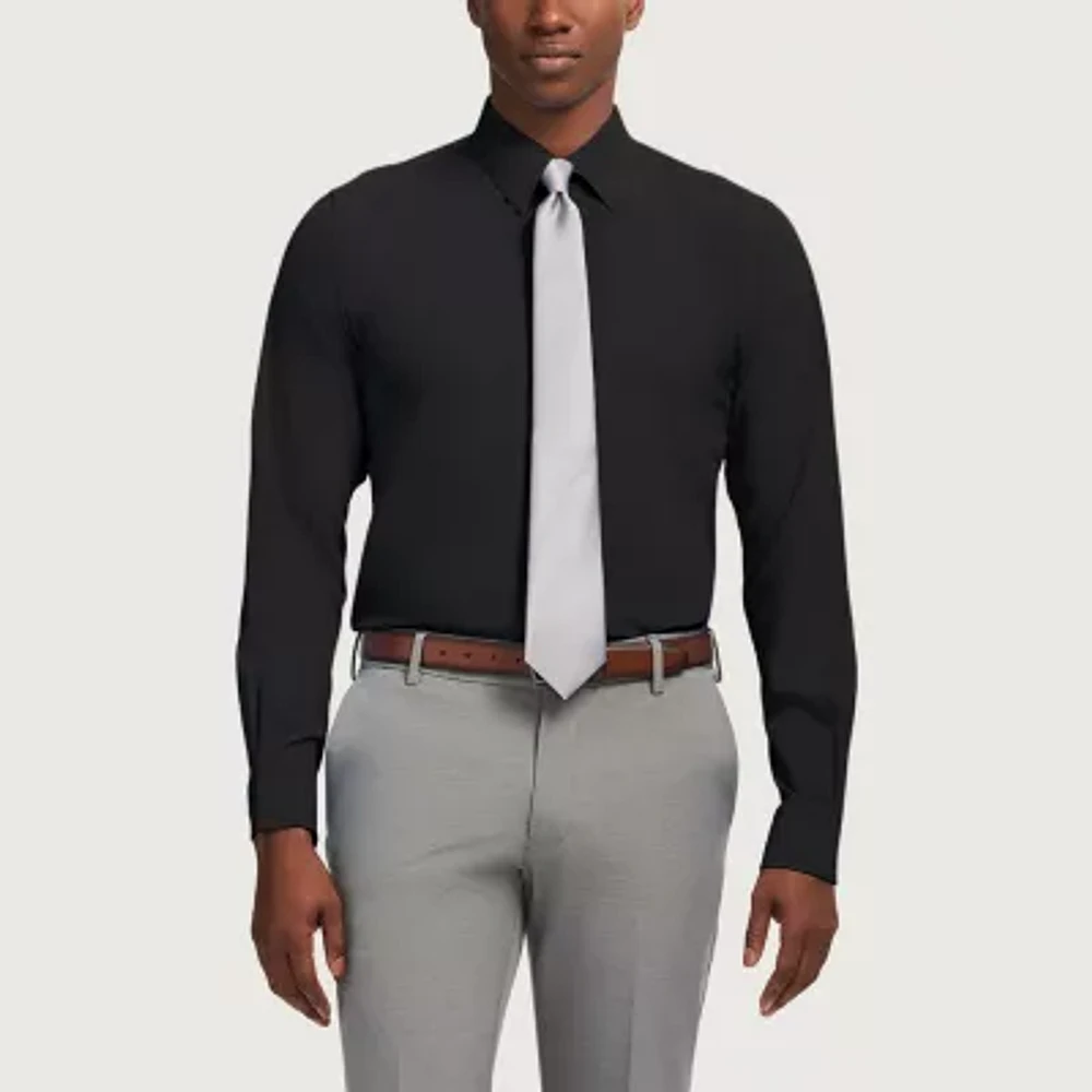 IZOD Traveler Mens Slim Fit Easy Care Wrinkle Free Long Sleeve Dress Shirt