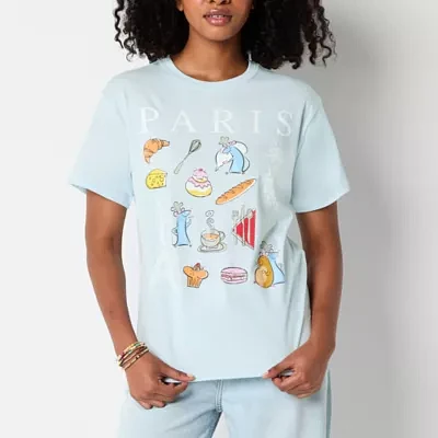 Disney Pixar Ratatouille Paris Boyfriend Tee Womens Crew Neck Short Sleeve Loose Fit Juniors Graphic T-Shirt
