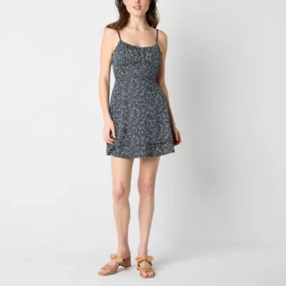 Emerald Sundae Womens Sleeveless Abstract Juniors Fit + Flare Dress