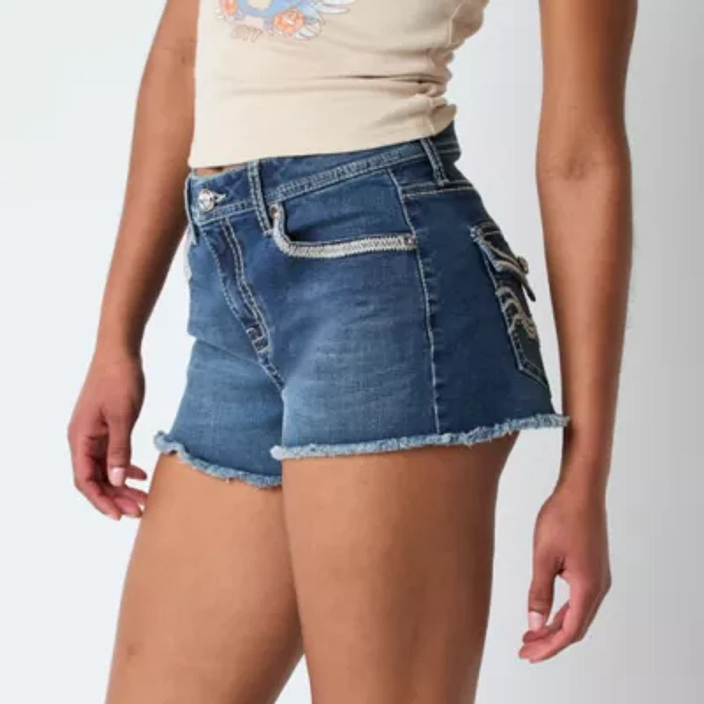 Vanilla Star Womens Low Rise-Juniors Denim Short