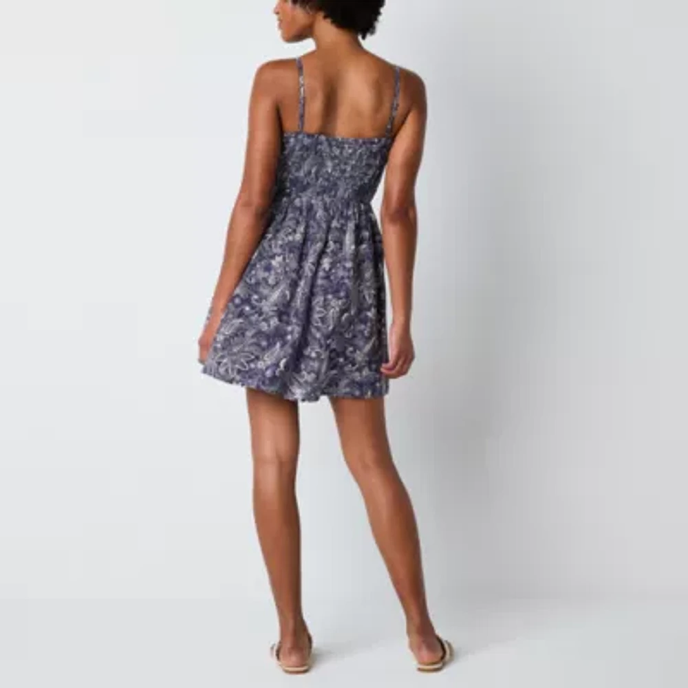 by&by Bandana Womens Sleeveless Paisley Juniors Fit + Flare Dress