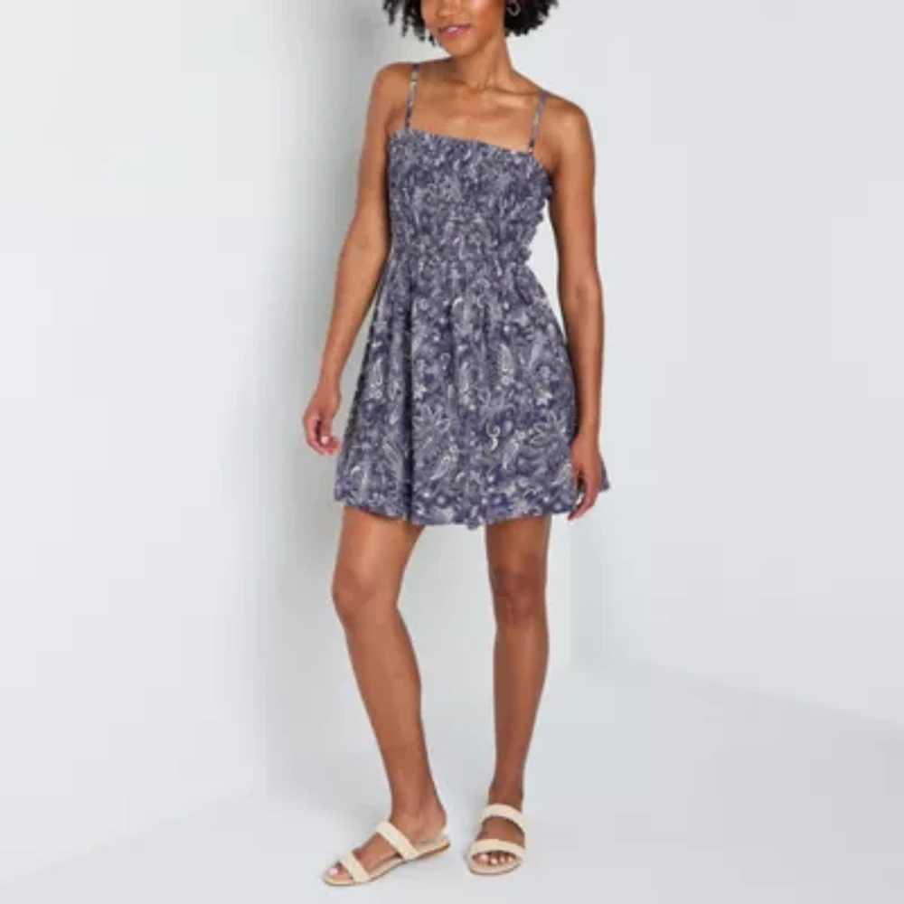 by&by Bandana Womens Sleeveless Paisley Juniors Fit + Flare Dress