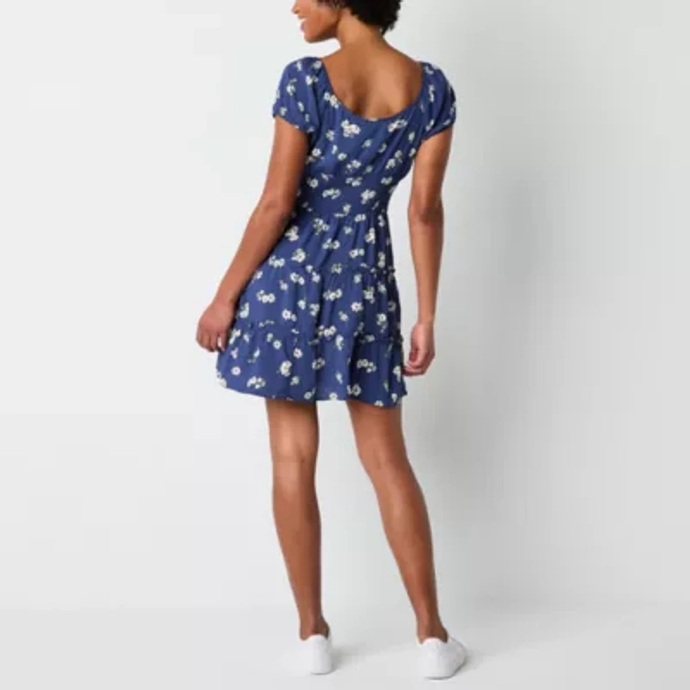by&by Womens Floral Juniors Fit + Flare Dress