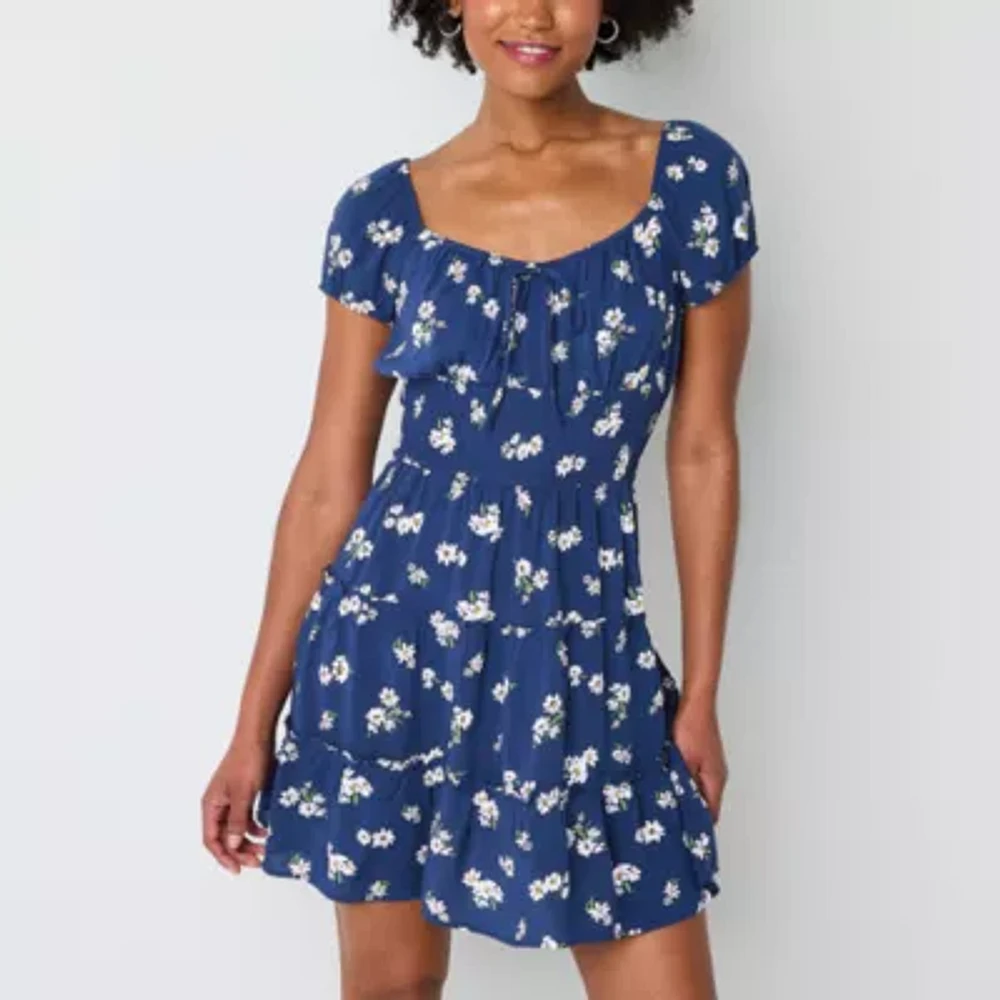 by&by Womens Floral Juniors Fit + Flare Dress