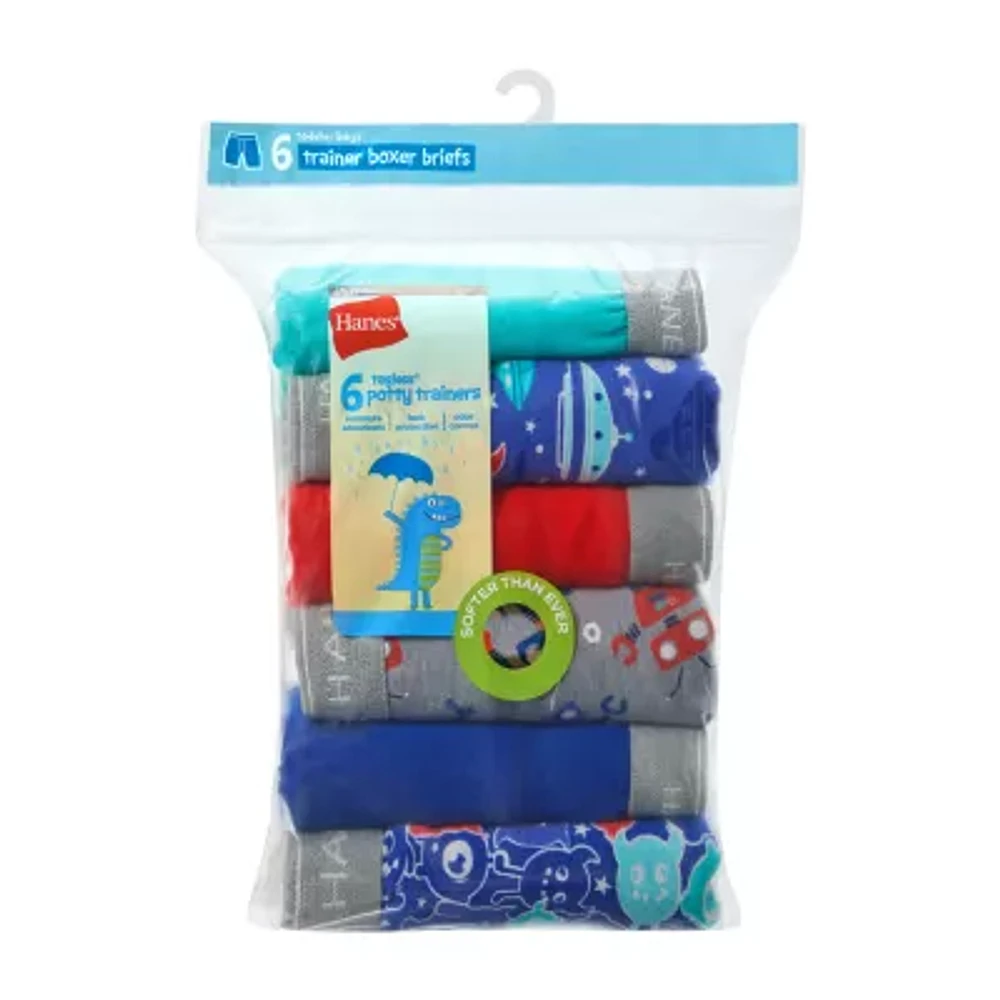 Hanes Potty Trainer Toddler Boys 6 Pack Boxer Briefs Tublbb