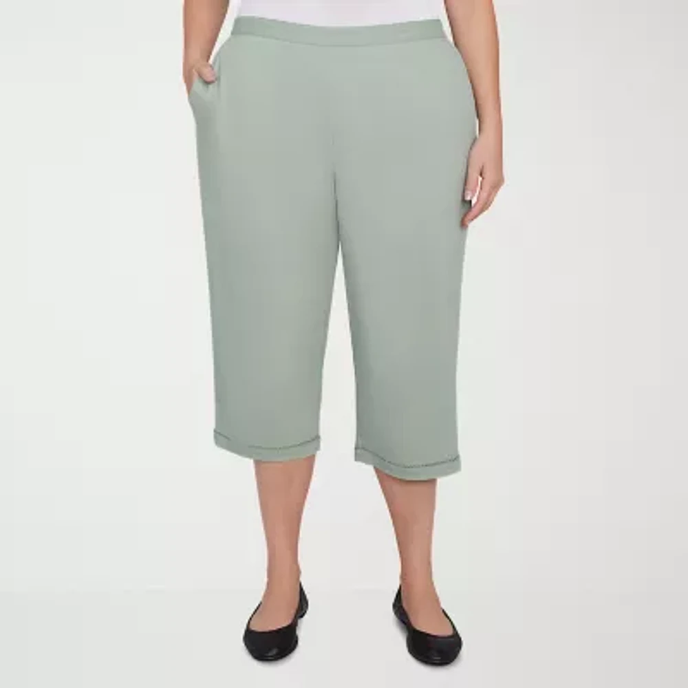 Alfred Dunner Santa Fe Womens Stretch Fabric Straight Fit Plus Capri Pant