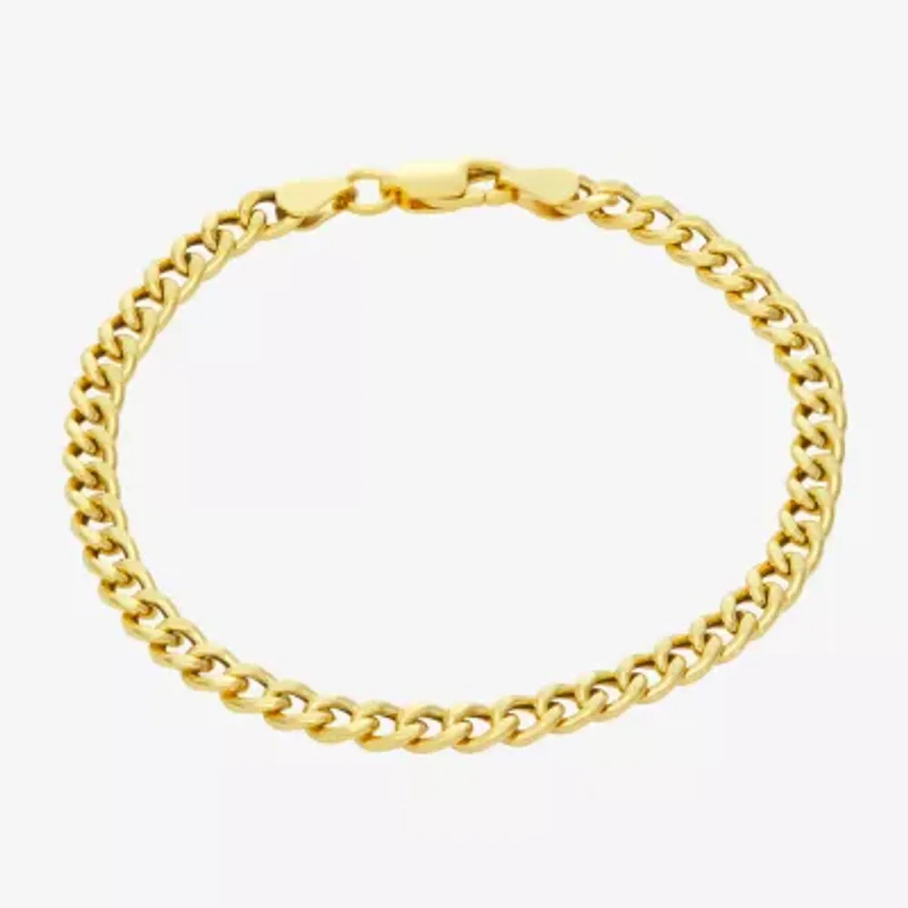 Made In Italy Womens 14K Gold Over Silver 10 Inch Hollow Curb Ankle Bracelet