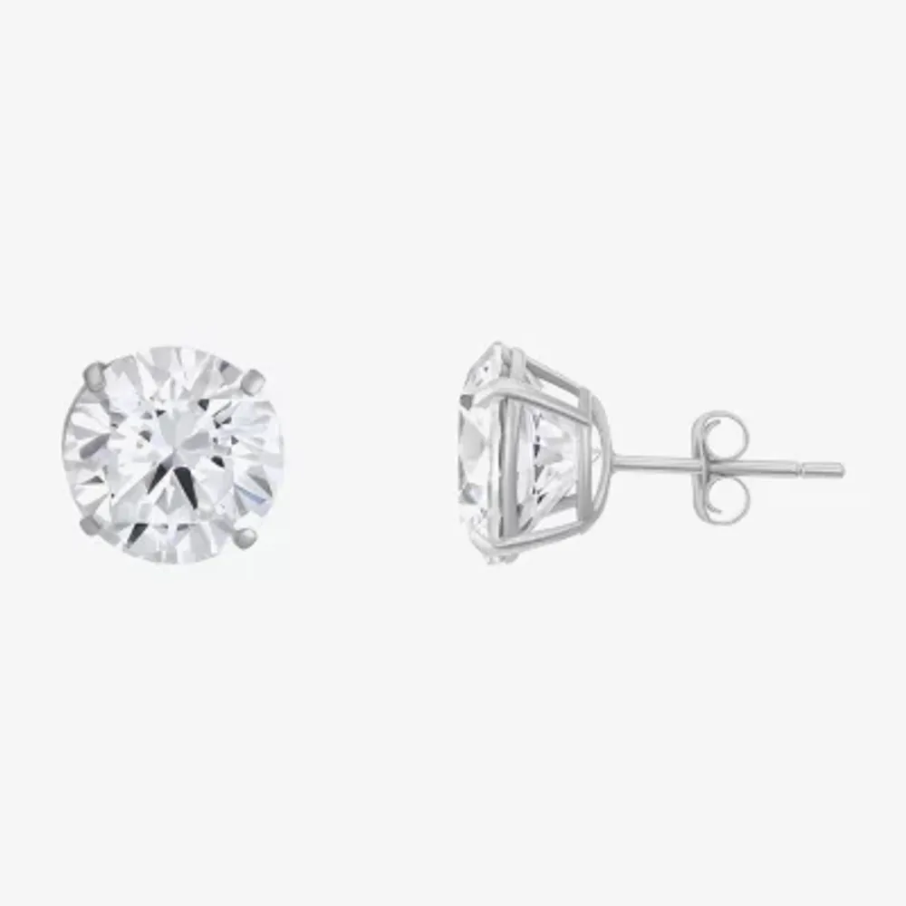 Cubic Zirconia 14K White Gold 9mm Stud Earrings