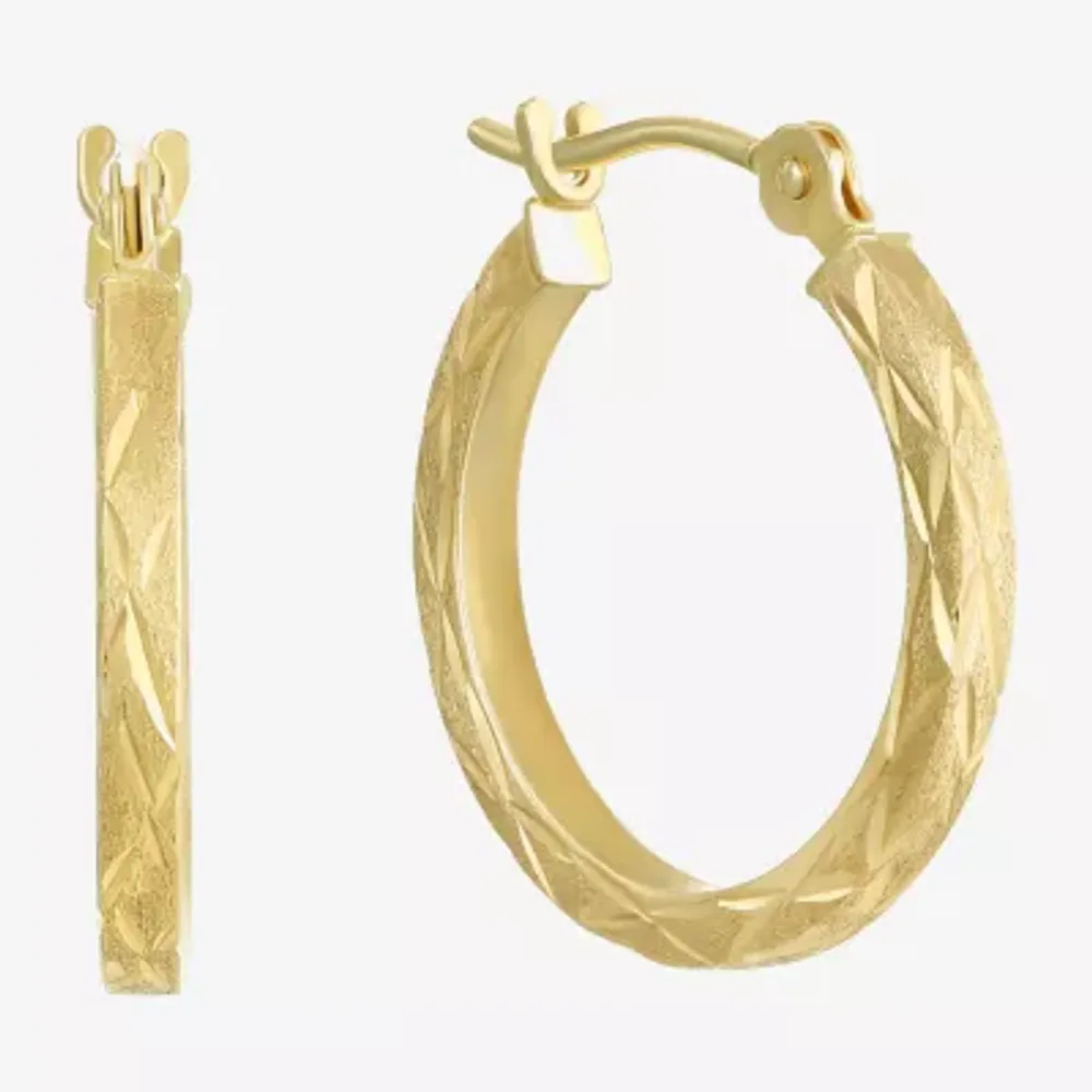 Womens 14K Gold 15mm Hoop Earrings