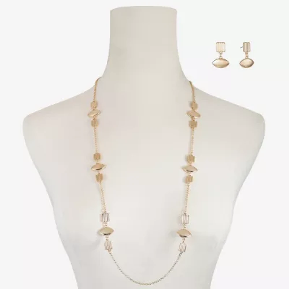 Liz Claiborne Station Necklace And Drop Earring Womens Hypoallergenic 2-pc. Jewelry Set