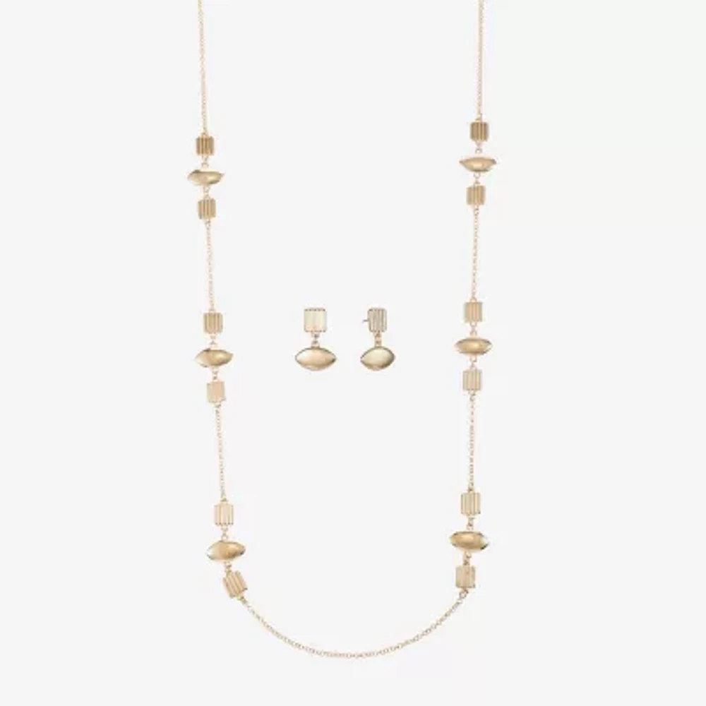 Liz Claiborne Station Necklace And Drop Earring Womens Hypoallergenic 2-pc. Jewelry Set