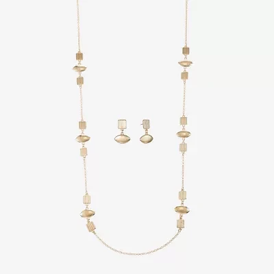 Liz Claiborne Station Necklace And Drop Earring Womens Hypoallergenic 2-pc. Jewelry Set