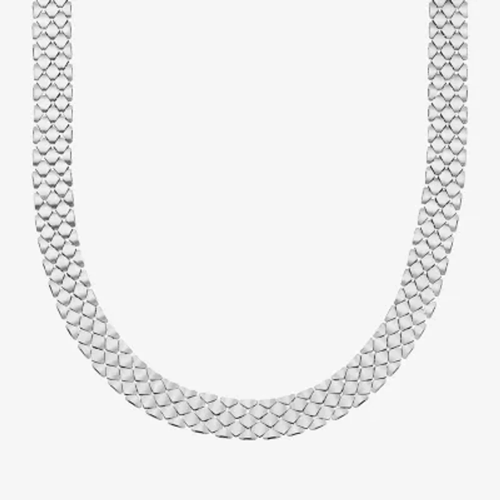 Womens Sterling Silver 18 Inch Stampato Chain Necklace