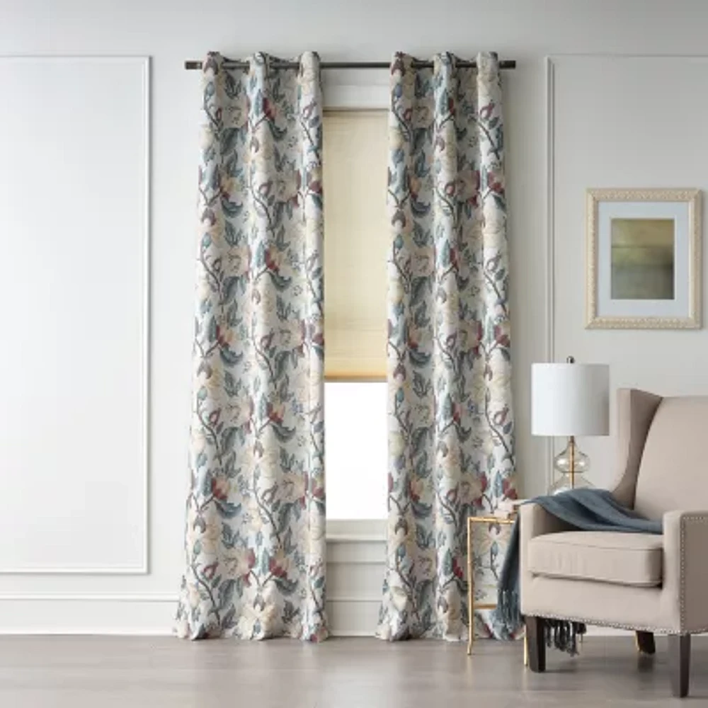Broadhaven Geneva Print Grommet Top Blackout Single Curtain Panel