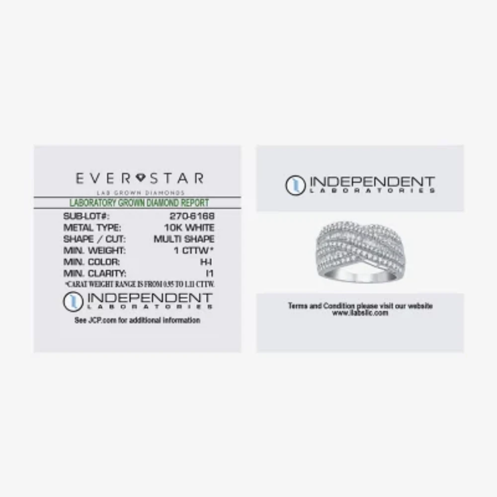 H-I / I1) Womens 1 CT. T.W. Lab Grown White Diamond 10K Gold Crossover Band