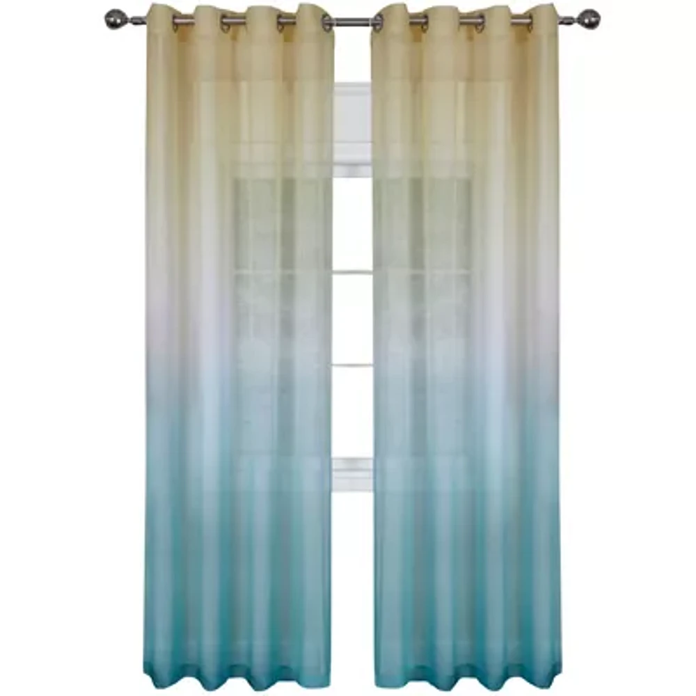 Rainbow Grommet Top Sheer Single Curtain Panel