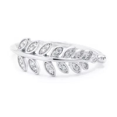 Silver Treasures Womens 2MM Cubic Zirconia Sterling Band