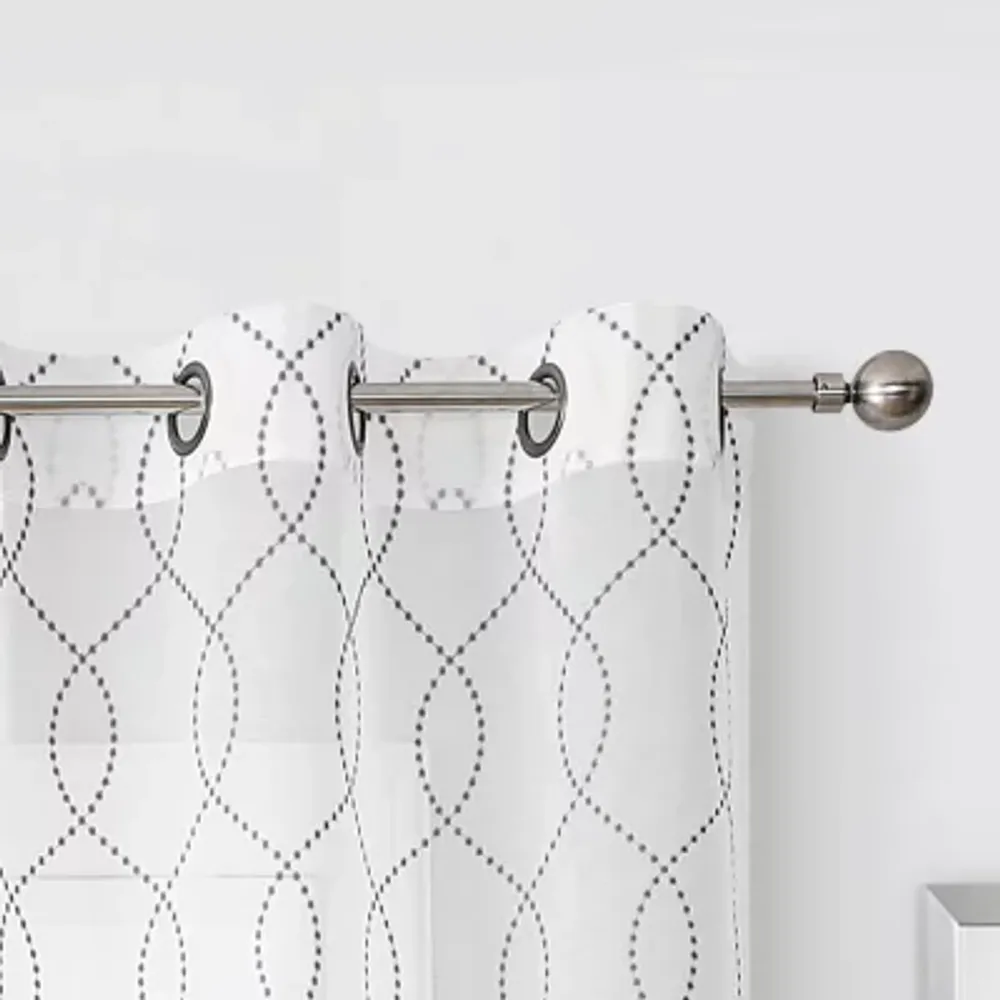 Regal Home Starbust Grommet Top Energy Saving Embroidered Sheer Set of 2 Curtain Panel