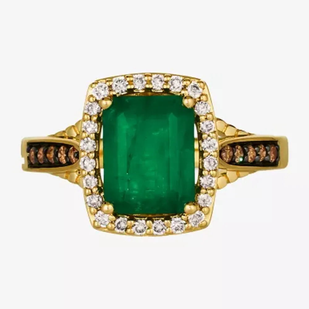 Le Vian® Grand Sample Sale™ Ring featuring 1 5/8 CT. Emerald 1/10 CT. Chocolate Diamonds® 1/4 CT. Nude Diamonds™ Set in 14K Honey Gold™