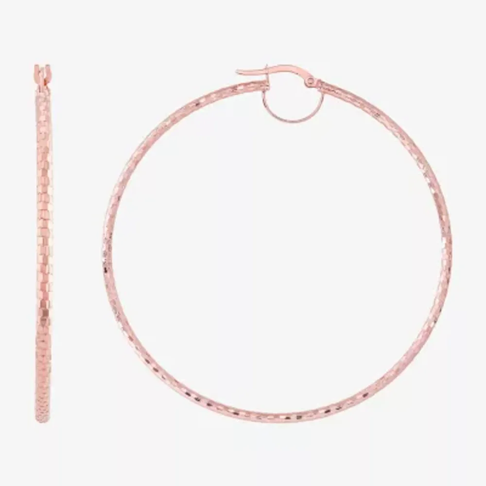 Made Italy Womens 10K White Gold 60mm Round Hoop Earrings