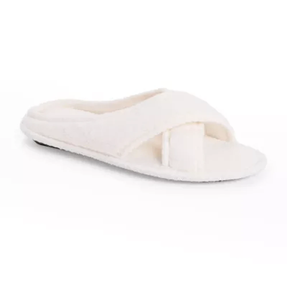 Muk Luks Ada Crossband Womens Memory Foam Slip-On Slippers