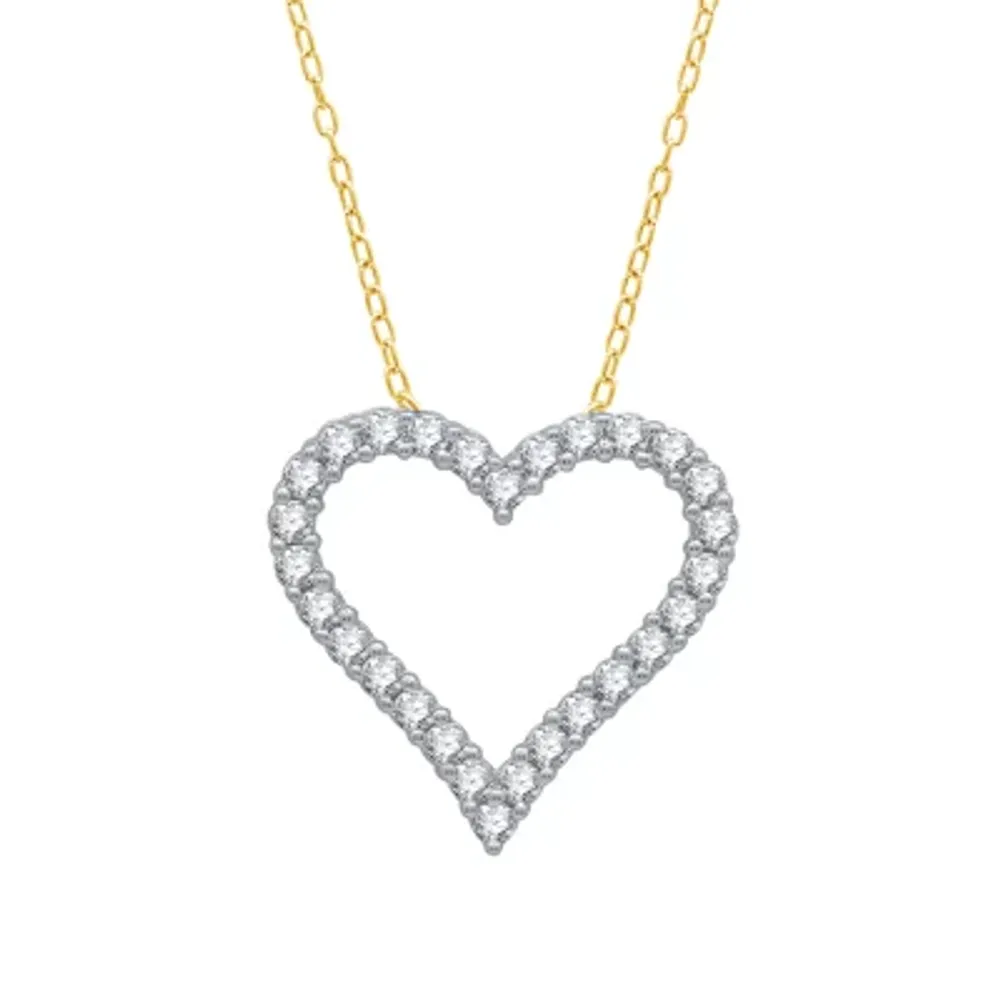 (H-I / I1) Womens 1/2 CT. T.W. Lab Grown White Diamond 10K Gold Heart 18 Inch Pendant Necklace