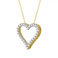 H-I / I1) Womens 1/ CT. T.W. Lab Grown White Diamond 10K Gold Heart 18 Inch Pendant Necklace