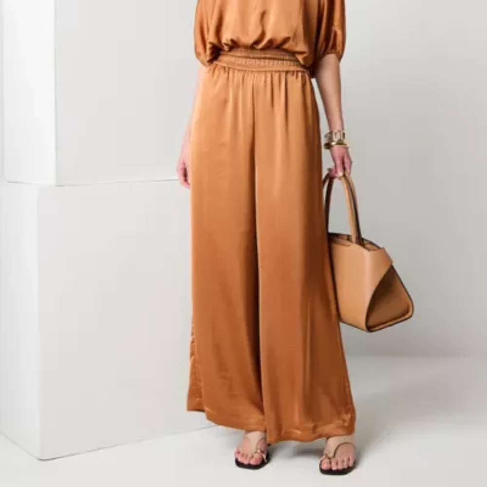 Worthington Womens Wide Leg Pull-On Pant
