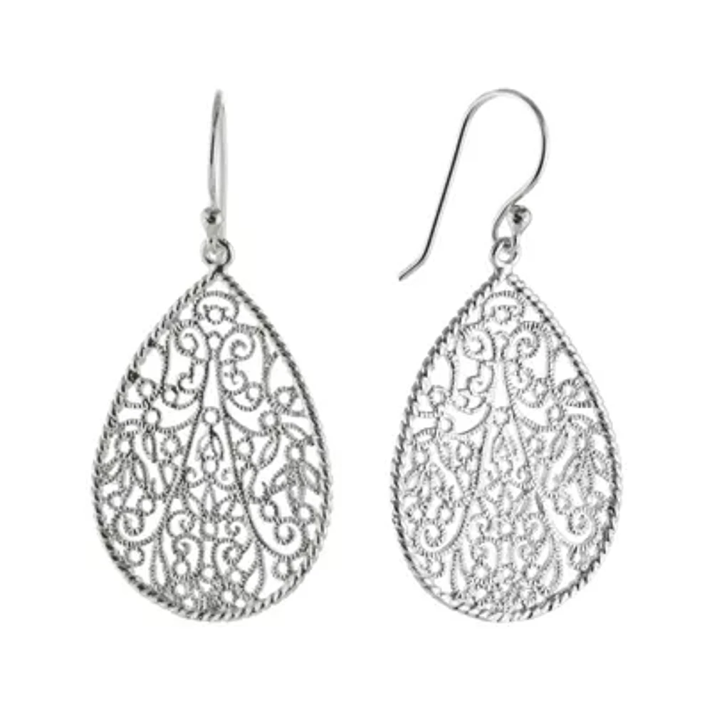 Silver Reflections Womens Pure Silver Over Brass Drop Earrings