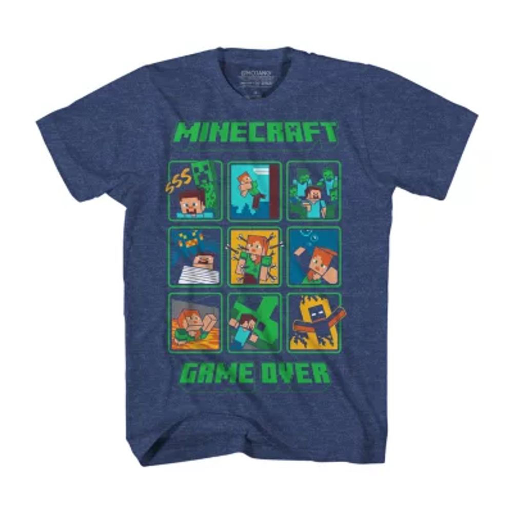 Little & Big Kid Boys Crew Neck Short Sleeve Regular Fit Minecraft Graphic T-Shirt