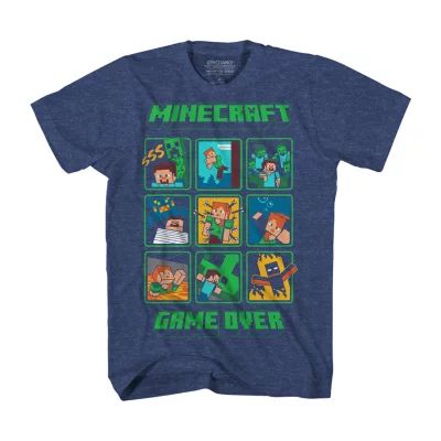 Little & Big Kid Boys Crew Neck Short Sleeve Regular Fit Minecraft Graphic T-Shirt