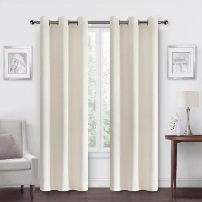 Regal Home Peninsula Faux Suede Grommet Top Energy Saving Blackout Set of 2 Curtain Panel