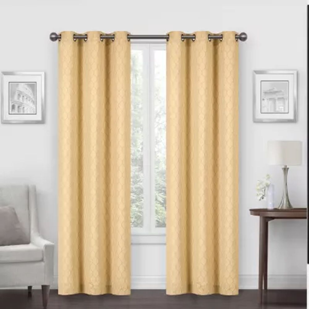 Regal Home Mackenna Jacquard Grommet Top Light-Filtering Set of 2 Curtain Panel