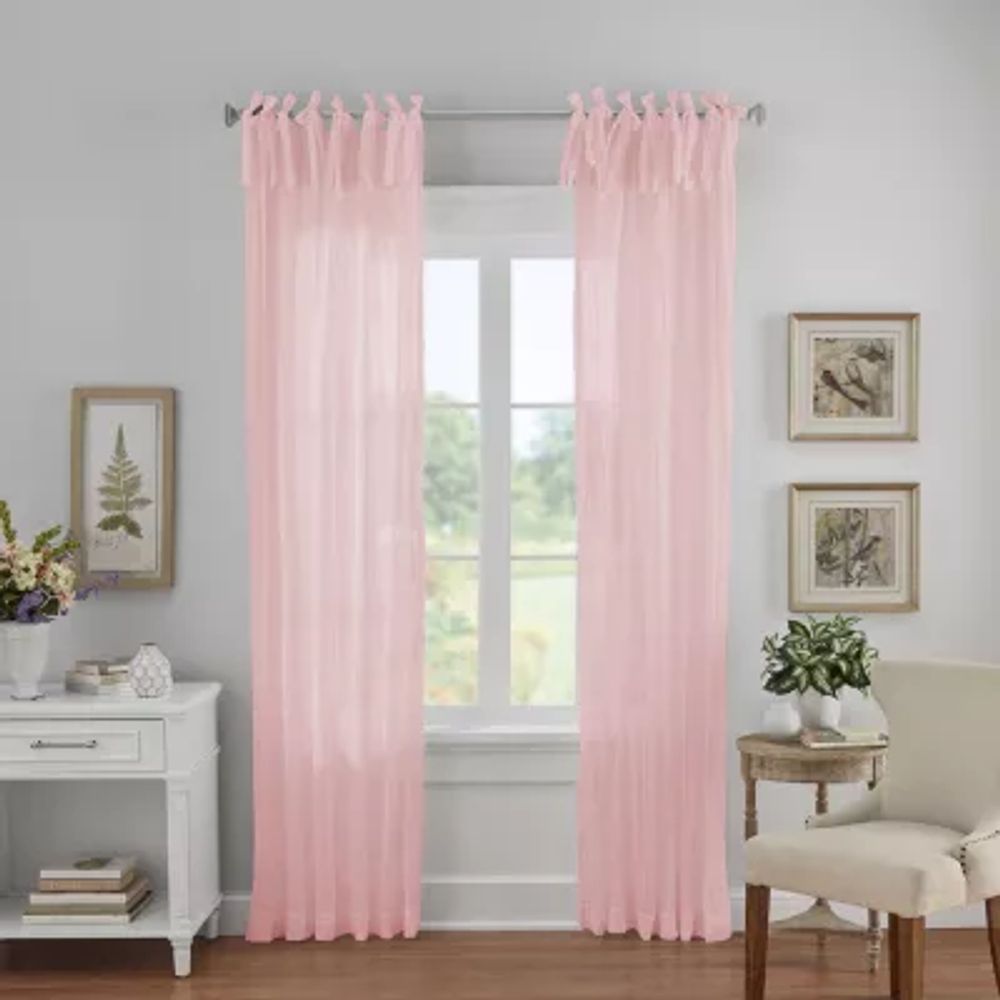 Elrene Home Fashions Jolie Crushed Tie Top Sheer Single Curtain Panel
