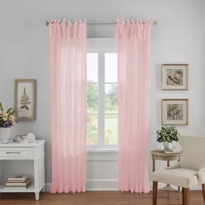 Elrene Home Fashions Jolie Crushed Tie Top Sheer Single Curtain Panel