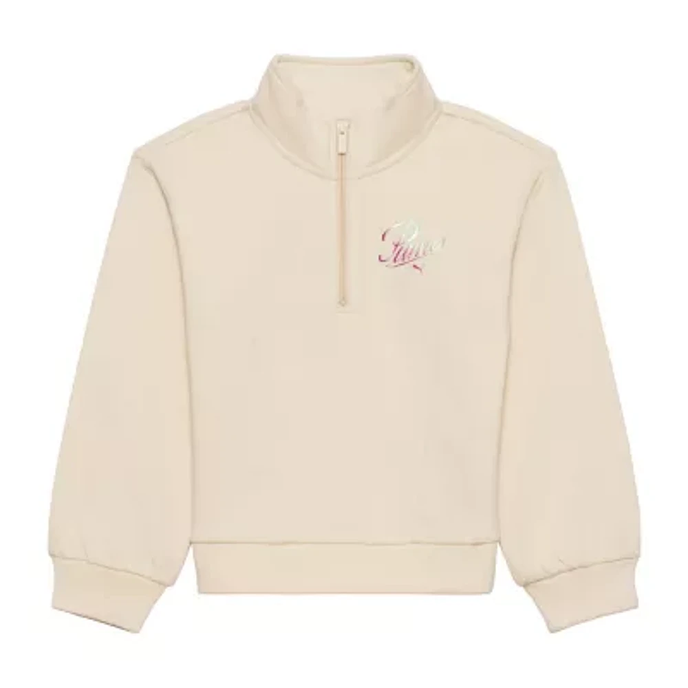 PUMA Big Kid Girls Long Sleeve Active Quarter-Zip Pullover