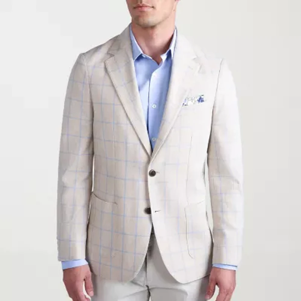Haggar JMH Plaid Mens Windowpane Slim Fit Blazer