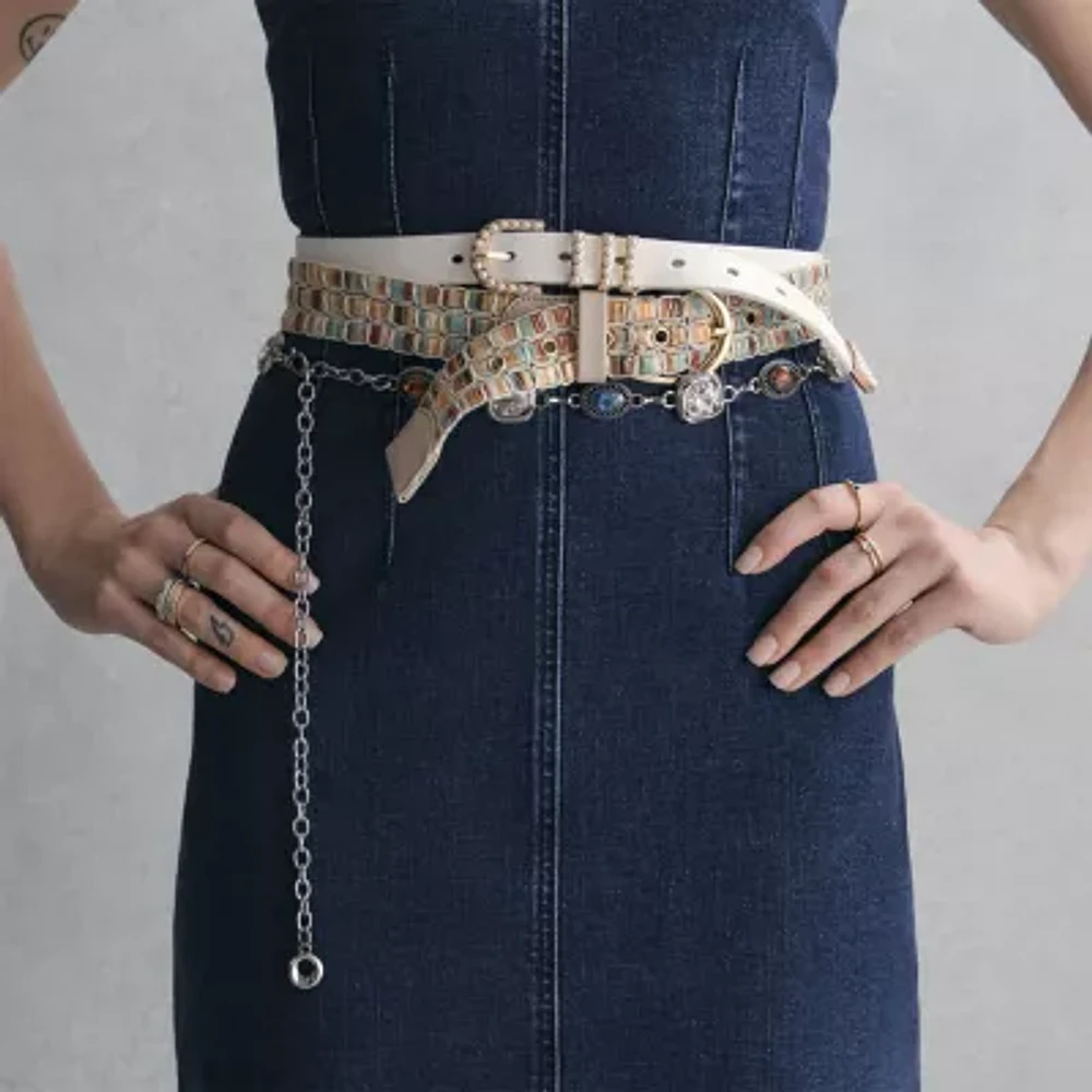 JS Jessica Simpson Shimmer Woven Womens Belt