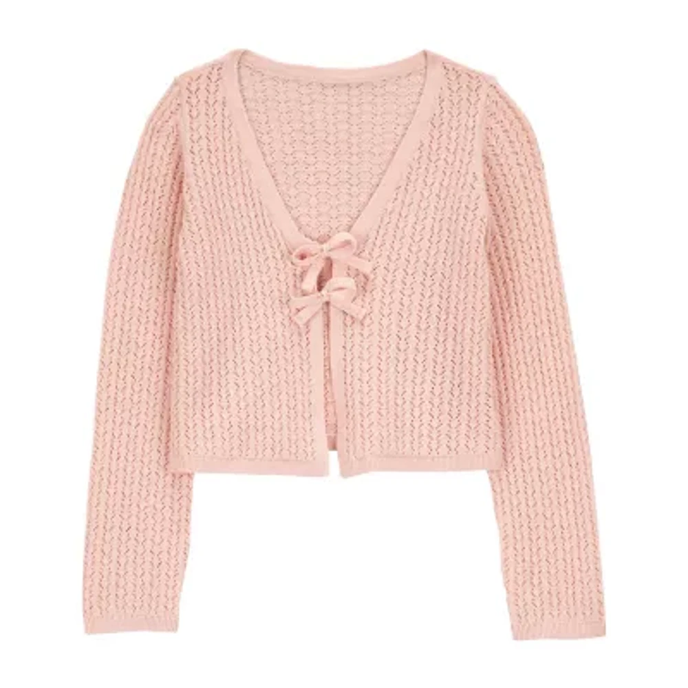 Carter's Little & Big Kid Girls V Neck Long Sleeve Tie Cardigan