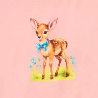 Baby Deer Semi Fit Tee Womens Crew Neck Short Sleeve Fitted Juniors Graphic T-Shirt