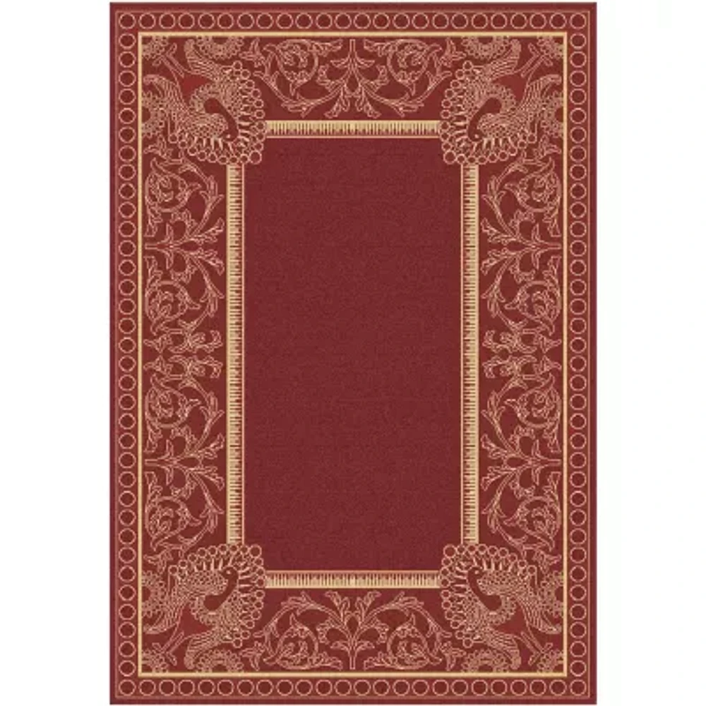 Courtyard Peacock Indoor/Outdoor Square Rug - 7'10"X7'10"
