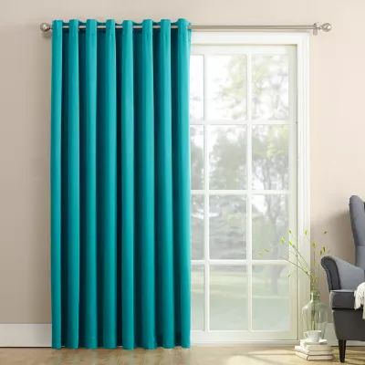 Sun Zero Emory 100"W X 84"L Energy Saving Light-Filtering Grommet Top Single Patio Door Curtain