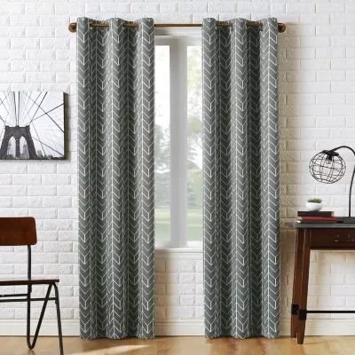 Sun Zero Kenwood Chevron Grommet Top Energy Saving Blackout Single Curtain Panel