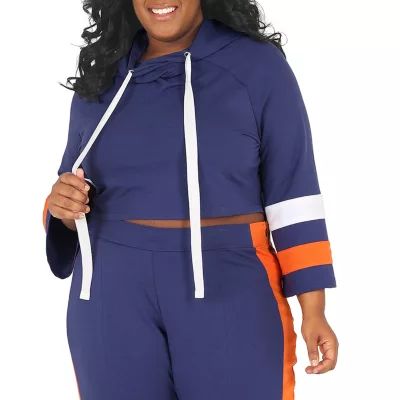 Poetic Justice Womens Hooded Long Sleeve Plus Crop Top