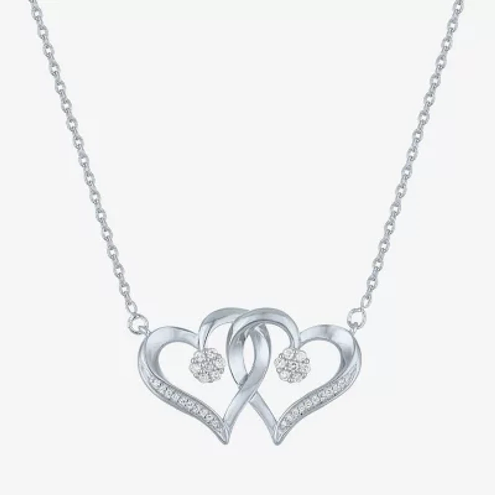 Diamond Blossom (G-H / Si2-I1) Womens 1/10 CT. T.W. Lab Grown White Diamond Sterling Silver Heart Pendant Necklace