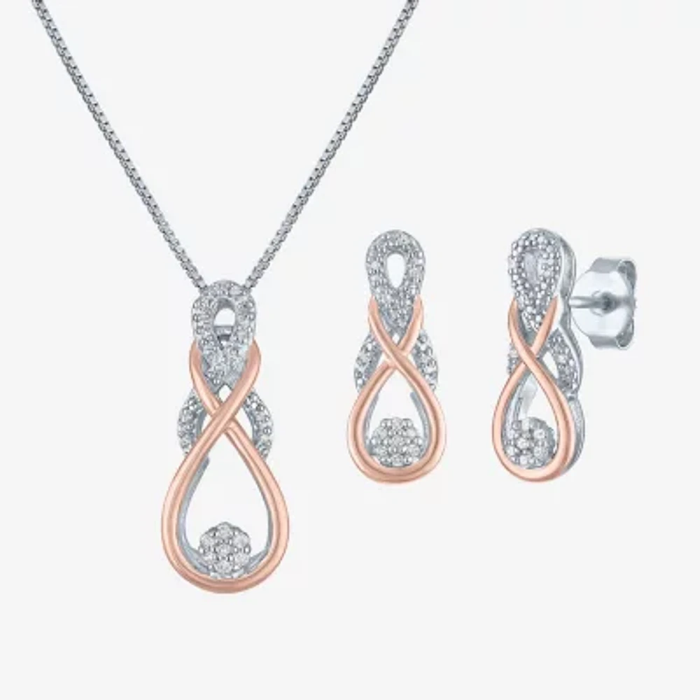 Diamond Blossom (G-H / I1-I2) Womens 1/10 CT. T.W. Lab Grown White Diamond 14K Rose Gold Over Silver Sterling Silver 2-pc. Jewelry Set