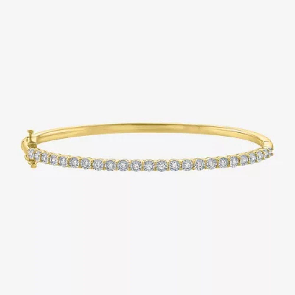 (G-H / I1-I2) Womens 1/2 CT. T.W. Lab Grown White Diamond 14K Gold Over Silver Bangle Bracelet