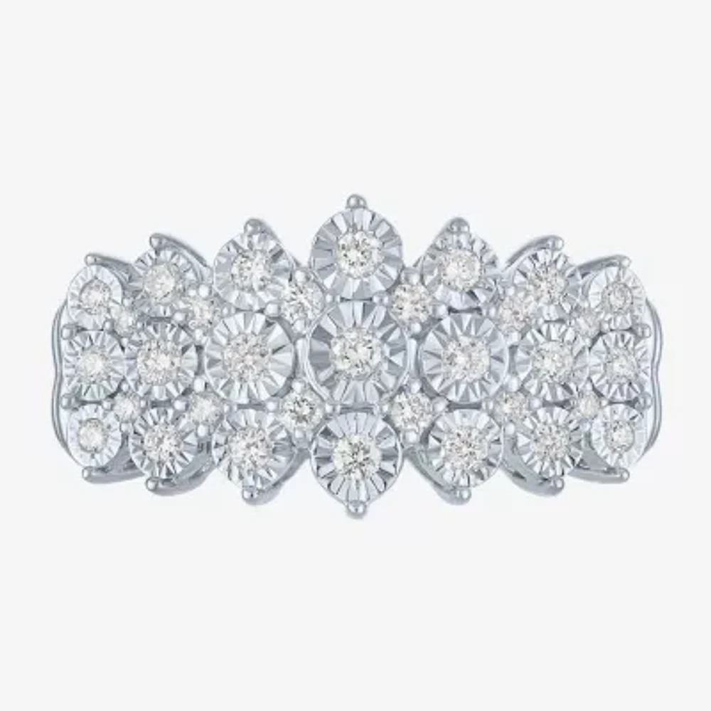 (G-H / I1-I2) Womens 1/2 CT. T.W. Lab Grown White Diamond Sterling Silver Cluster Band